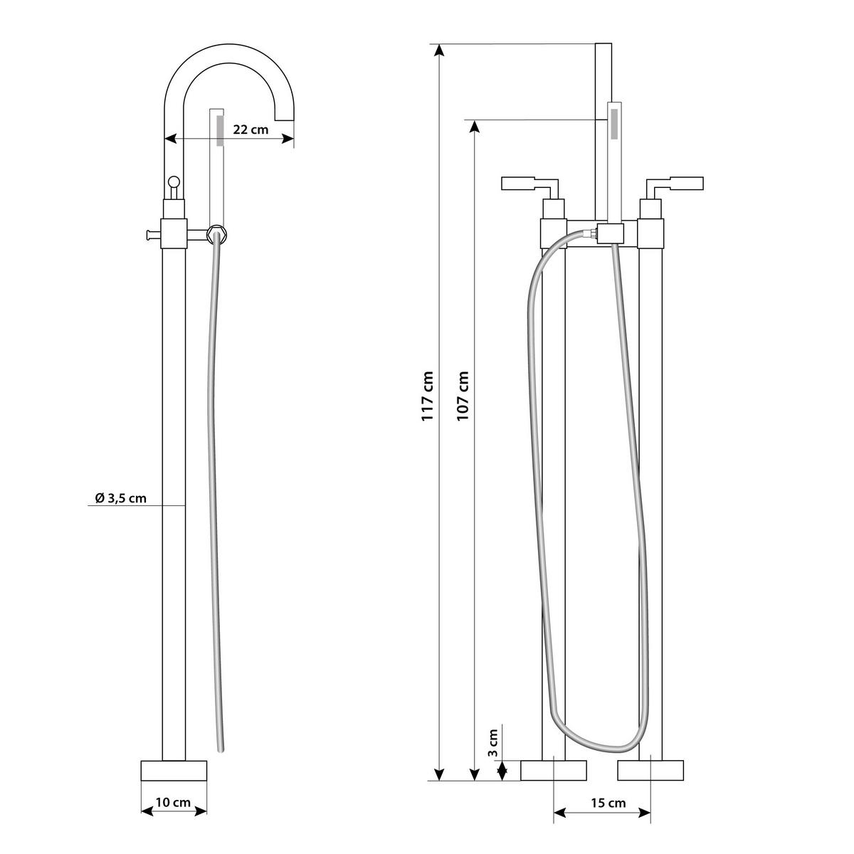 WHIRLPOOL freistehend F16 Armatur AF03 - Weiß, Glas/Kunststoff (80/58/170cm) - AcquaVapore by Sandra Jentho