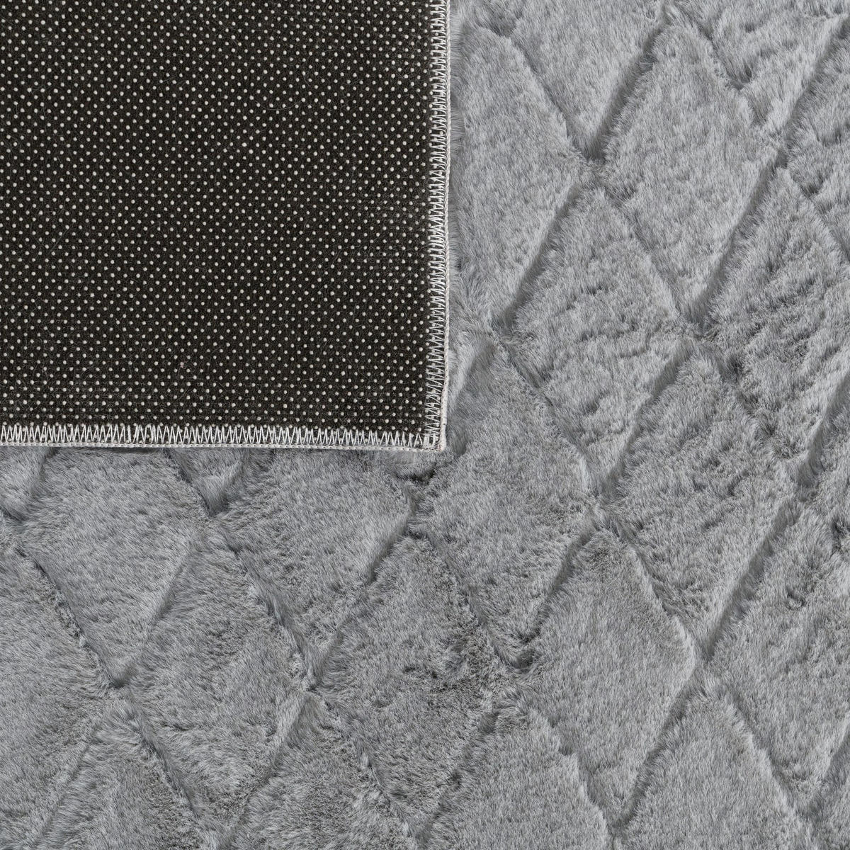 HOCHFLORTEPPICH Rauten Grau 60 x 100 cm - Grau, Kunststoff (60/100cm) - TT Home