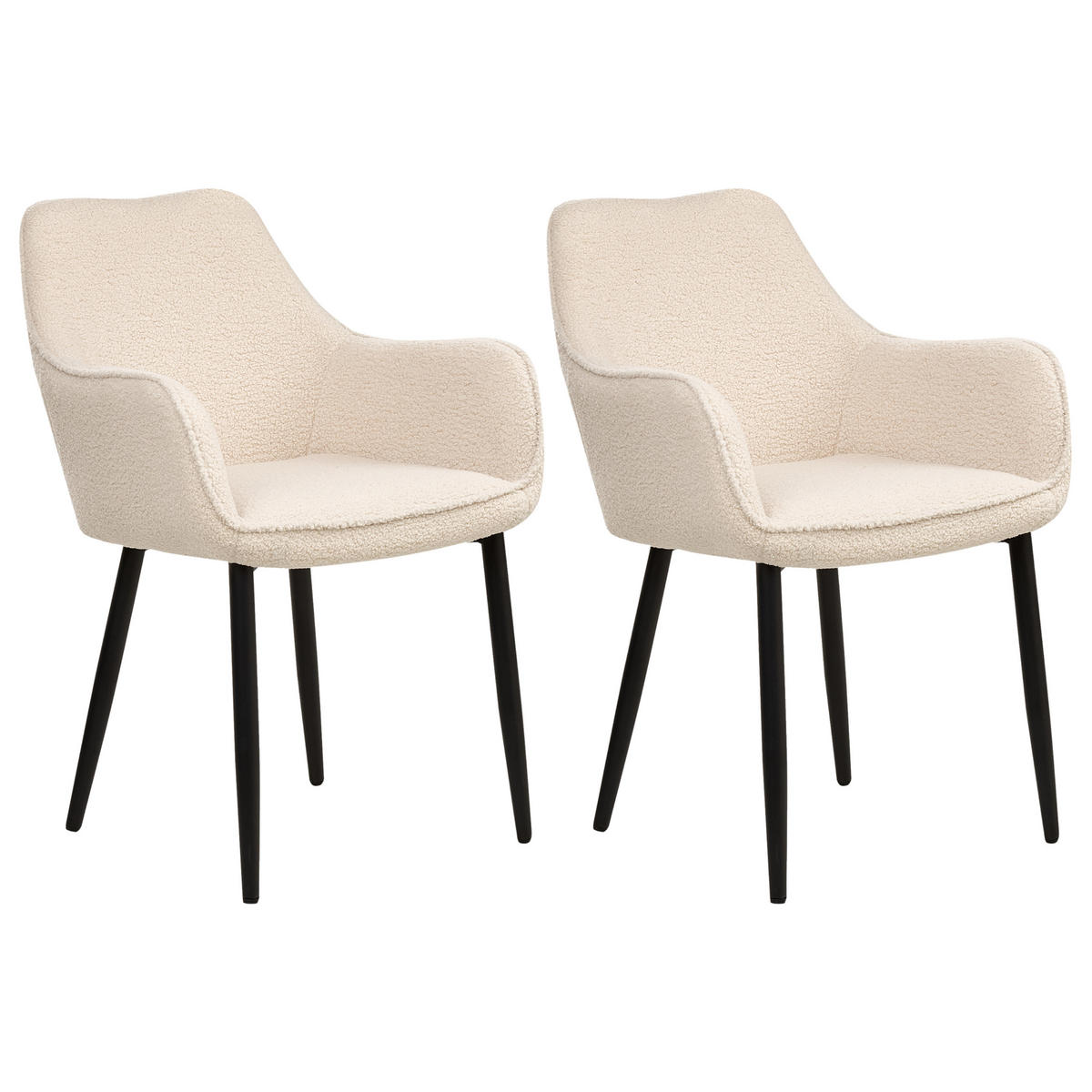 ESSZIMMERSTUHL 2er-Set Hellbeige Alden - Beige/Schwarz, Textil (58/86/63cm) - Beliani
