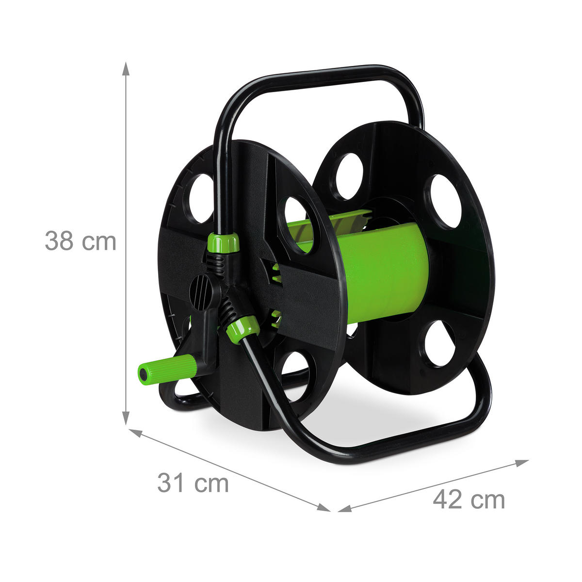 SCHLAUCHTROMMEL - Schwarz, Kunststoff/Metall (42/38/31cm) - Relaxdays