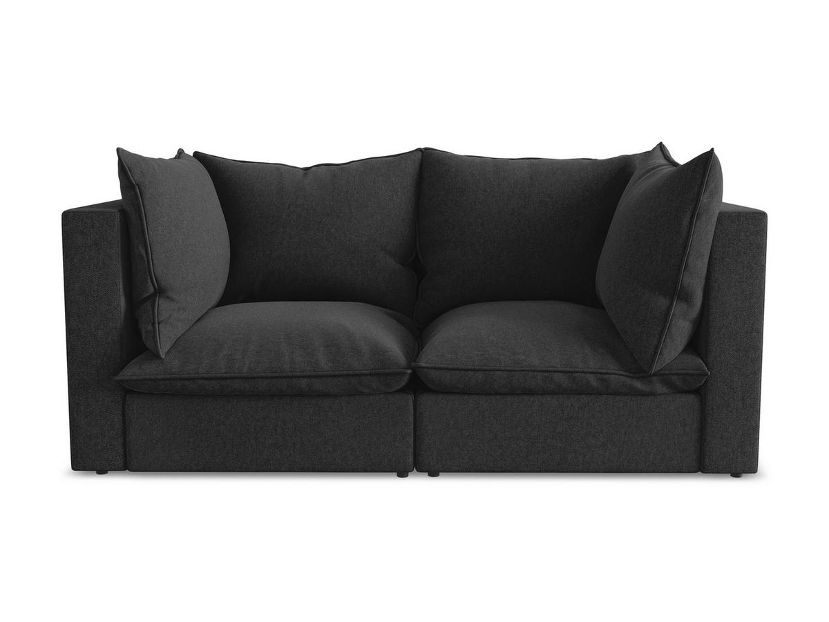 2-SITZER SOFA Samt Stoff Schwarz - Schwarz, Holzwerkstoff/Kunststoff (180/77/90cm) - Makamii
