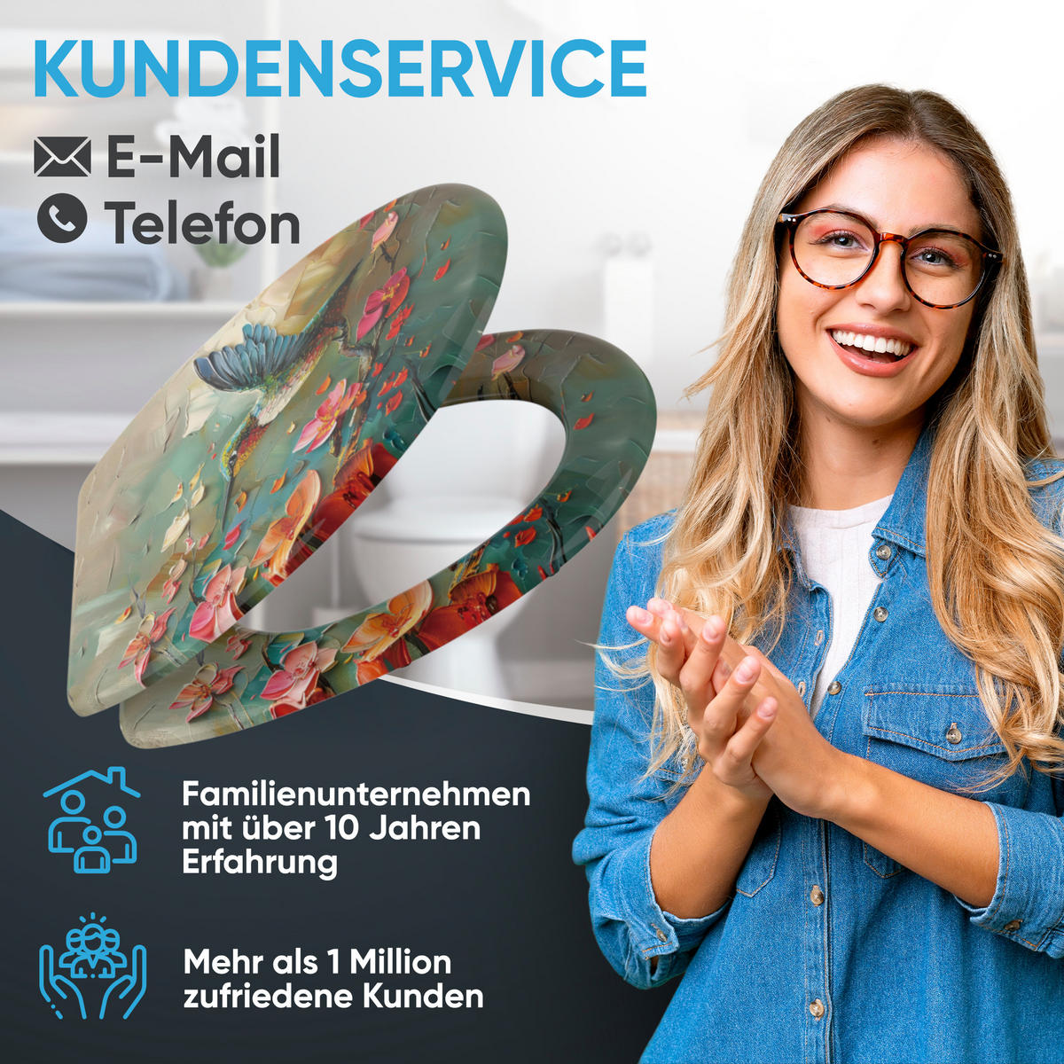 WC-SITZ mit Absenkautomatik & Top Fix Petalo - Blau/Altrosa, Holzwerkstoff (37.7/5/48cm) - Sanilo