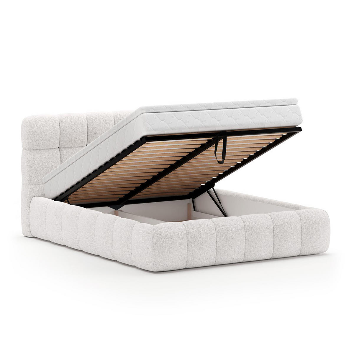 POLSTERBETT Cleo mit Matratze und Topper, 180x200 cm, Hellgrau - Hellgrau, Textil (180/200cm) - Beautysofa