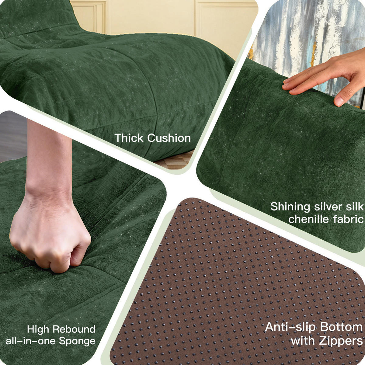 PAT ELASTIC, lemn de pin, alb, 140x200cm, cu trepte și spațiu de depozitare - verde, material textil (90/80/100cm) - Urban Meuble