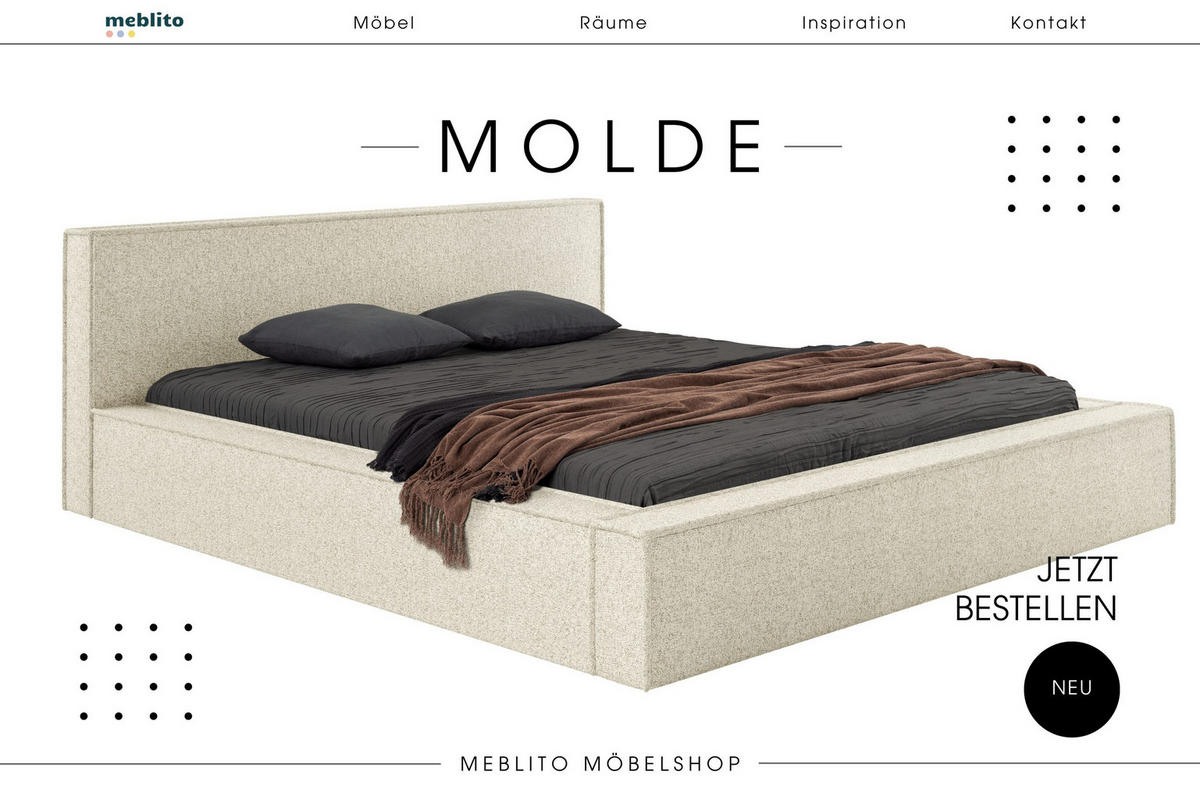POLSTERBETT Molde mit Bettkasten 120x200 cm, Ecru - Ecru, Textil (120/200cm) - Meblito