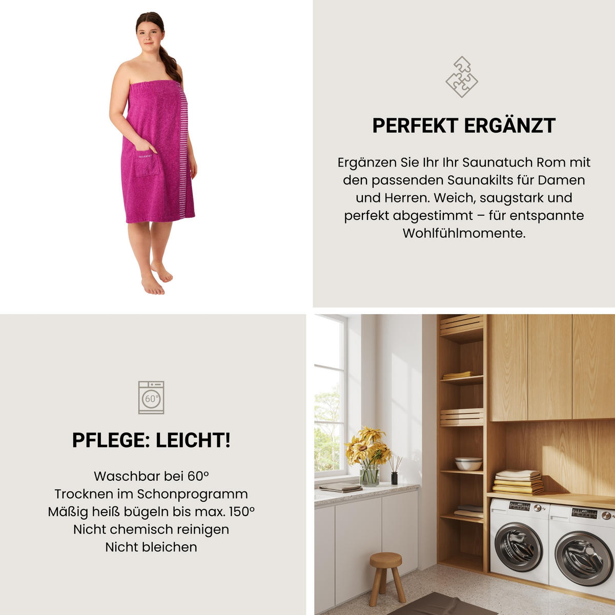 SAUNATUCH Rom - 75 x 200 cm - Fuchsia - Violett, Textil (75/200cm) - SCHIESSER