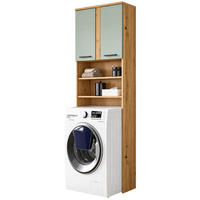 WASCHMASCHINENSCHRANK Salbei, Eiche Artisan, Waschmaschinen Überbau 63 x 191 cm - Salbeigrün/Schwarz, Holzwerkstoff/Kunststoff (63/191/25cm) - Inn.Furn