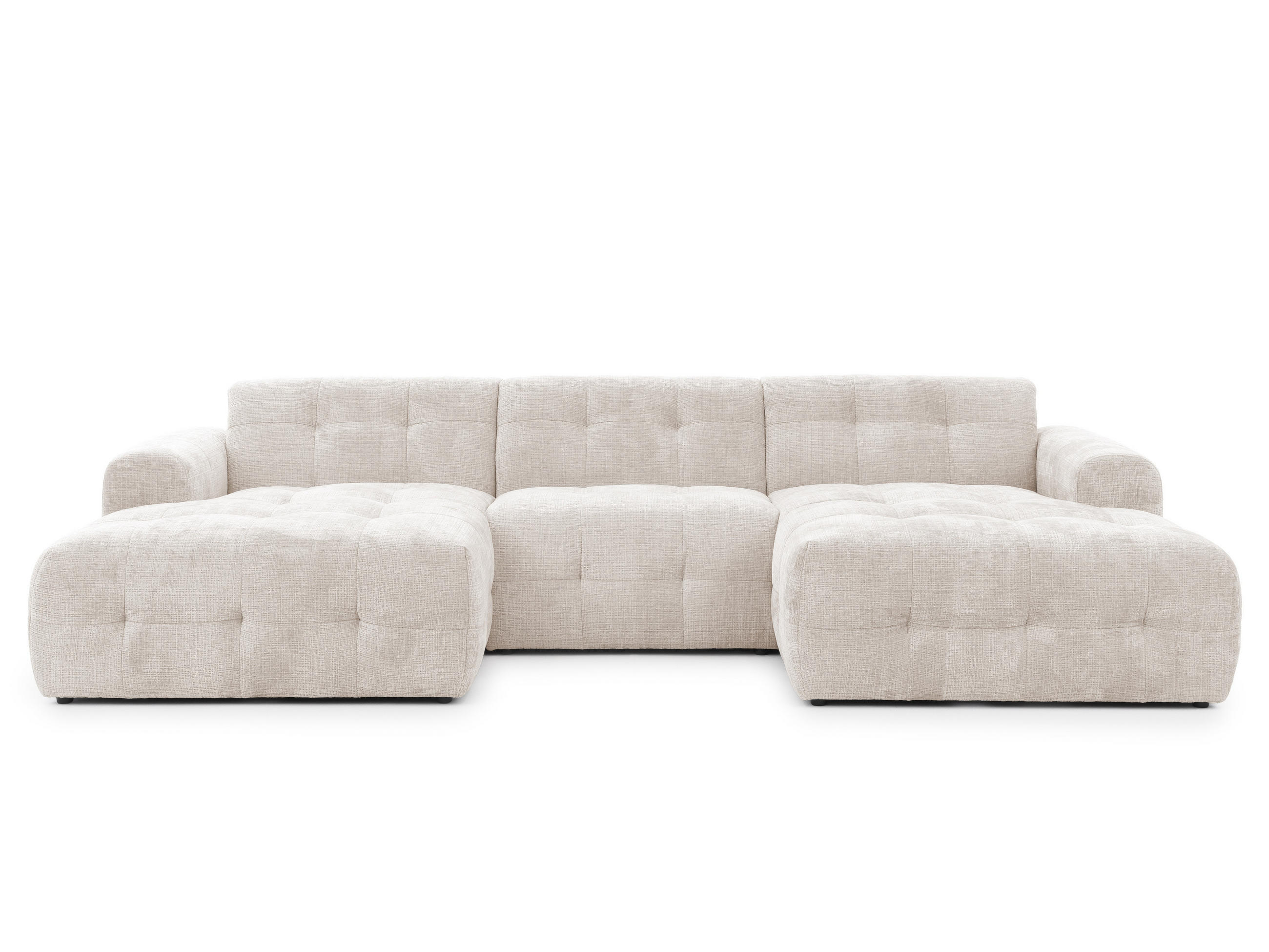luma-home SEDACÍ SOUPRAVA ve tvaru písmene U s rafinovaným prošíváním, 6místná, 323 × 161 × 79 cm (Š×H×V), čalounění ze ženilky v béžové barvě / 21047