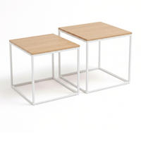 COUCHTISCH 2er-Set quadratisch Weiß, Braun - Braun, Metall (50/50/50.5cm) - SCENA LIVING