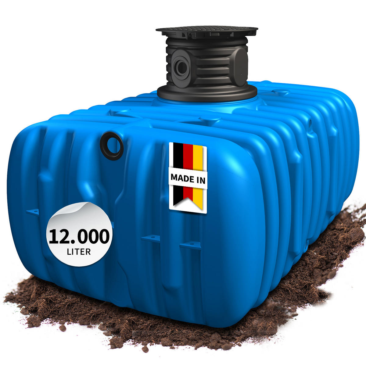 M Flachtank 12000 L inkl. Schachtverlängerung - Blau, Kunststoff (640/109/245cm) - 4rain