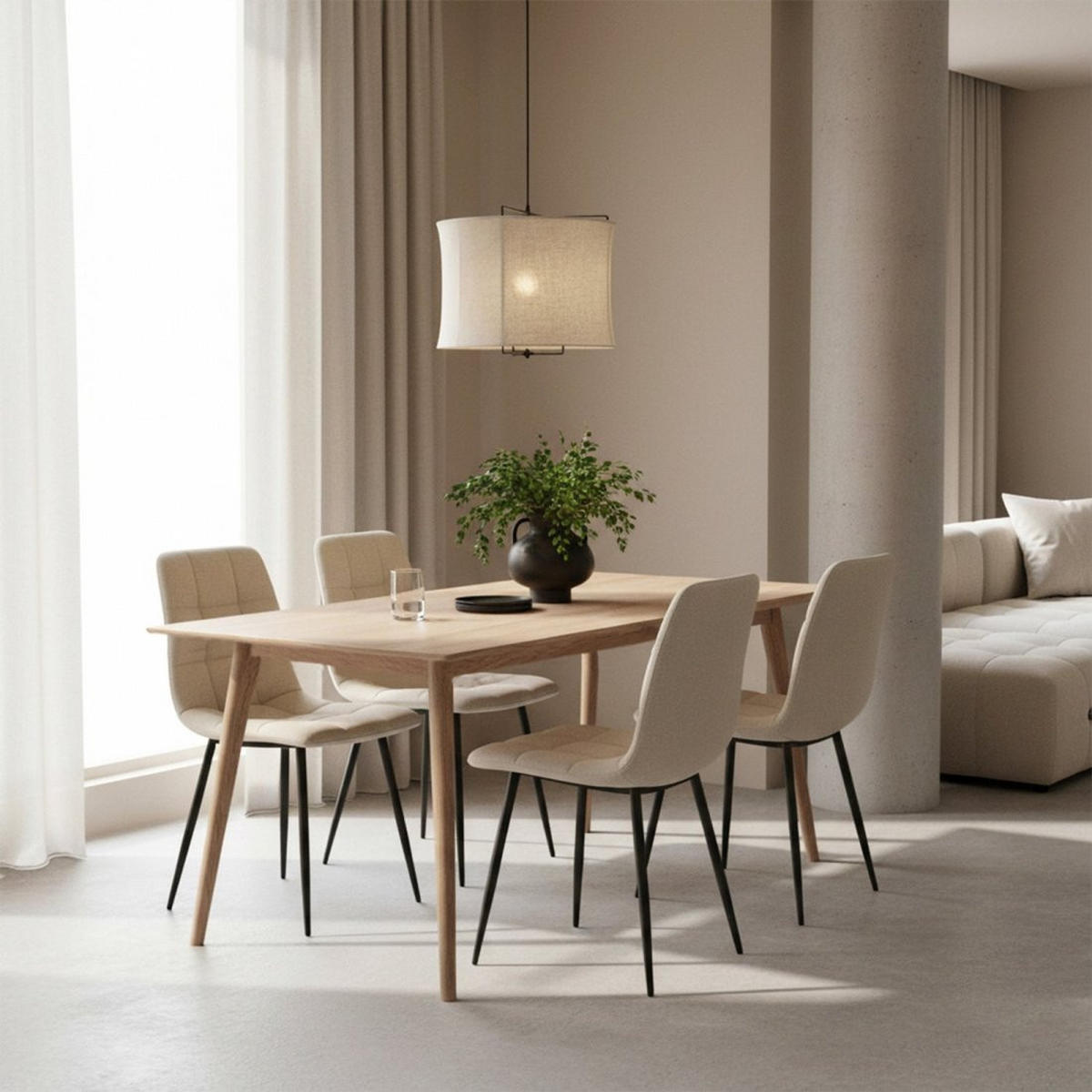 ESSZIMMERSTUHL Ailan Beige 43 cm x 88 cm 4er-Set - Beige, Textil (43/88/56cm) - Klast Home