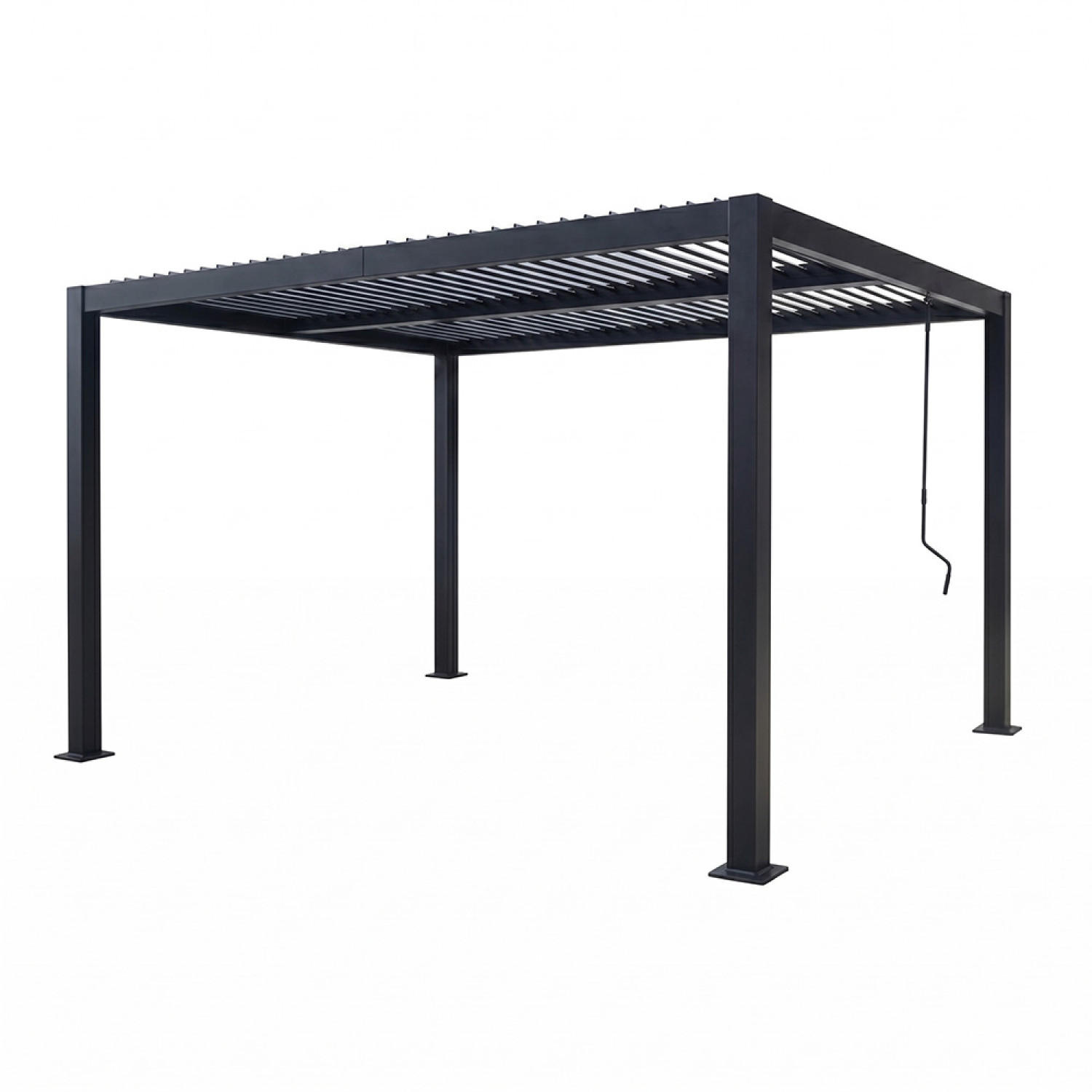 PERGOLA Corfu Schwarz 4 x 3 m Aus Aluminium - Schwarz, Metall (300/236/400cm) - Concept Usine