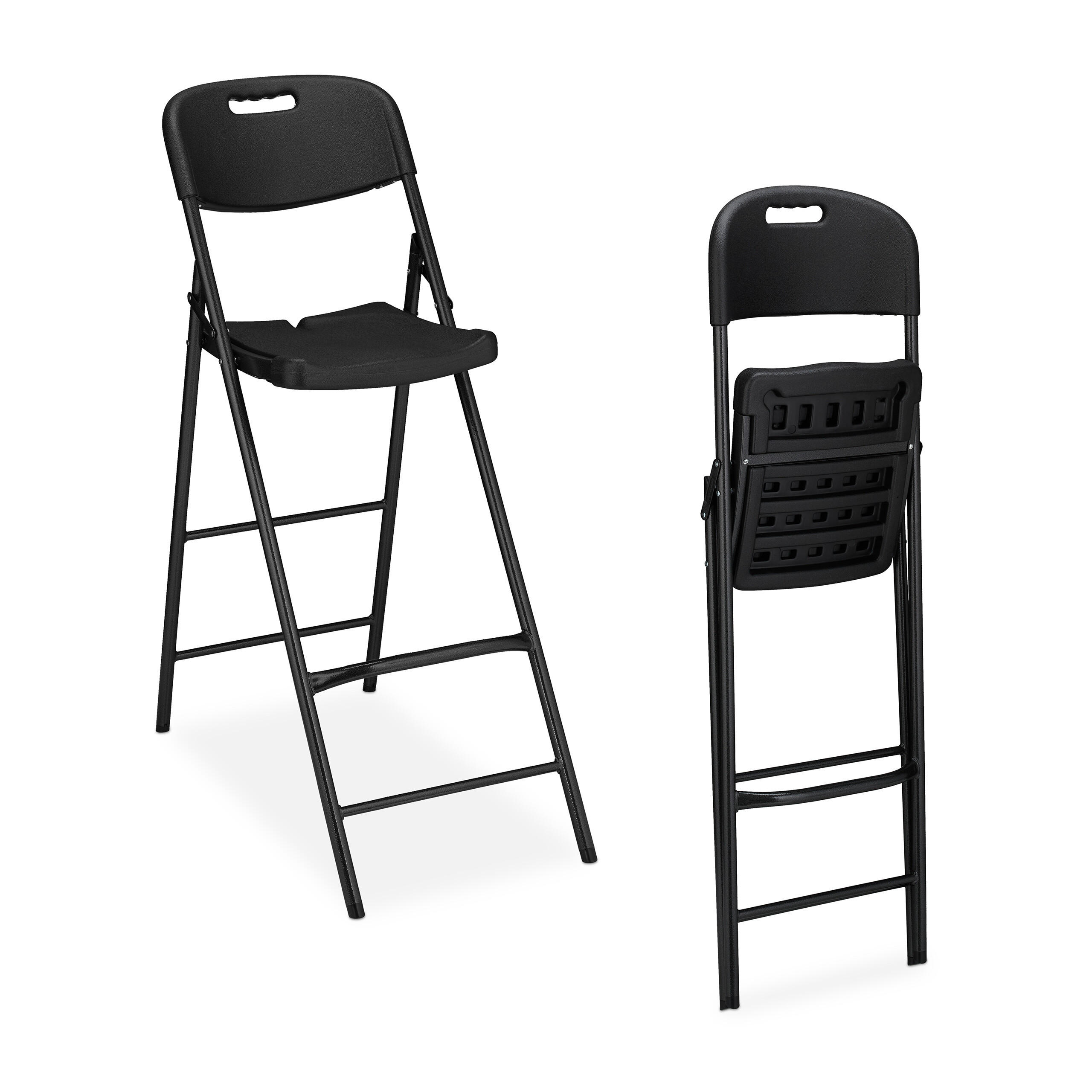 2XBARHOCKER - Schwarz, Kunststoff/Metall (44.5/118/82cm) - Relaxdays