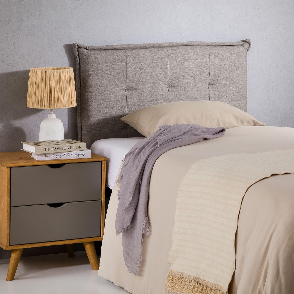 KOPFTEIL JALEYA 90X190 CM - Grau, Textil (91/99/7cm) - IDIMEX