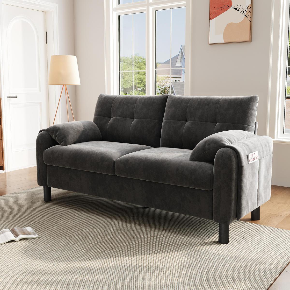 SOFA 2-Sitzer 158 x 80 x 88,5 cm Chenille Gray - Grau, Holzwerkstoff (158/88.5/80cm) - Meubliv