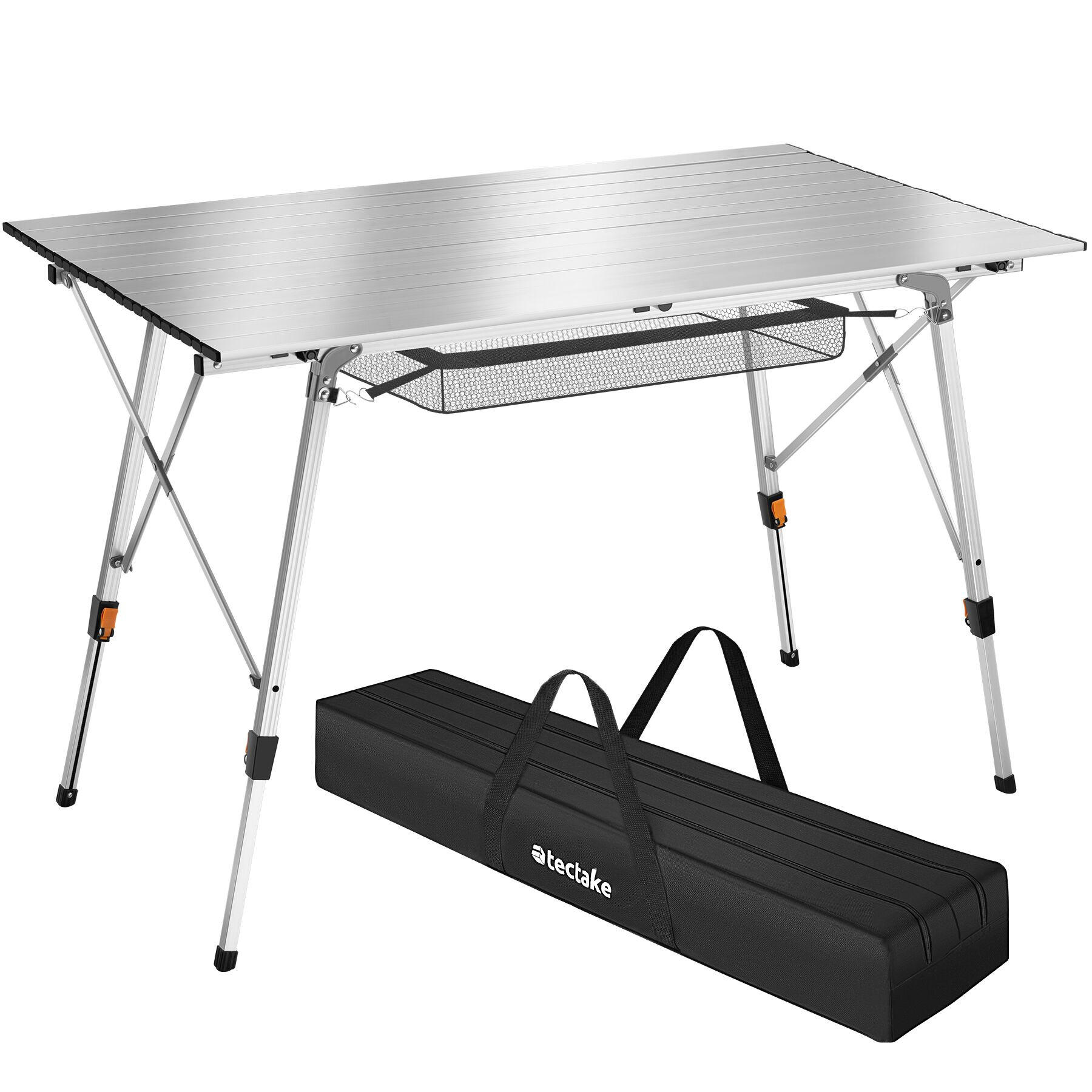 CAMPINGTISCH Bastian,120 x 70,5 x 58 – 79 cm,silber - Silberfarben, Metall (120/70.5/79cm) - tectake