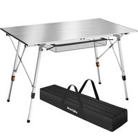 CAMPINGTISCH Bastian,120 x 70,5 x 58 – 79 cm,silber - Silberfarben, Metall (120/70.5/79cm) - tectake