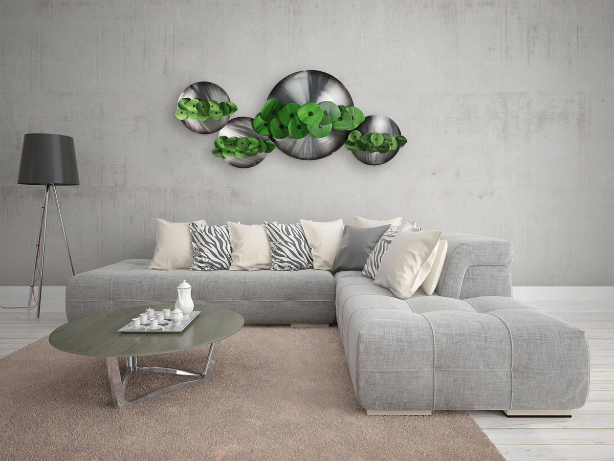 WANDDEKO Grün 142/59 cm - Beige/Grün, Metall (2.2/59/11cm) - KUNSTLOFT