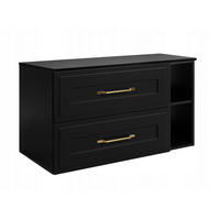 WASCHBECKUNTERSCHRANK CLASSIC 80 cm mit Arbeitsplatte Farbe: Matt Schwarz mit einem Regal Matt Schwarz - Schwarz, Holzwerkstoff (80/58/46cm) - Rodan