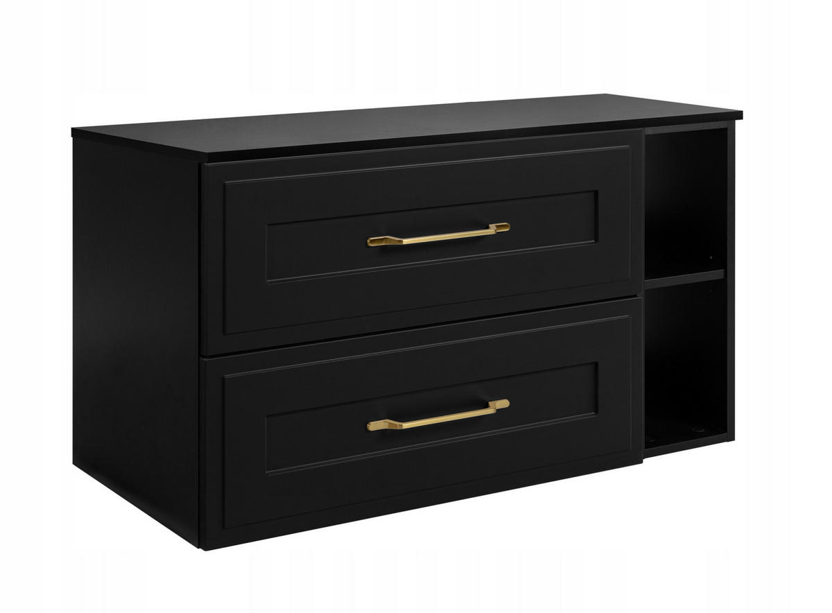 WASCHBECKUNTERSCHRANK CLASSIC 80 cm mit Arbeitsplatte Farbe: Matt Schwarz mit einem Regal Matt Schwarz - Schwarz, Holzwerkstoff (80/58/46cm) - Rodan