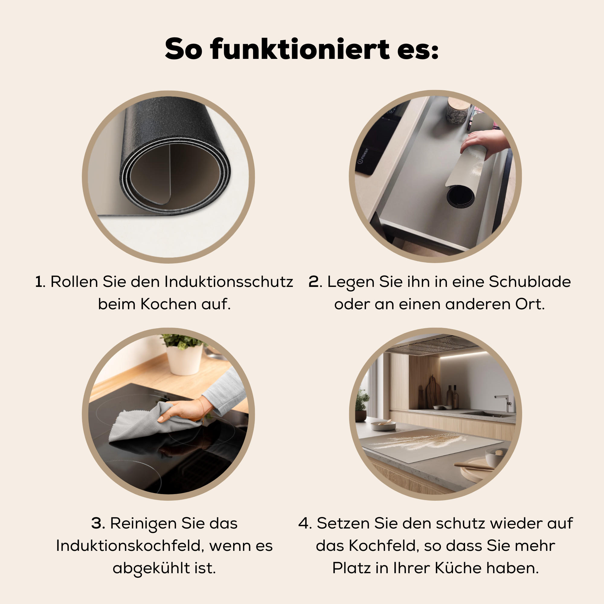 MuchoWow Herdabdeckplatte Creme 78x78x0.2 cm