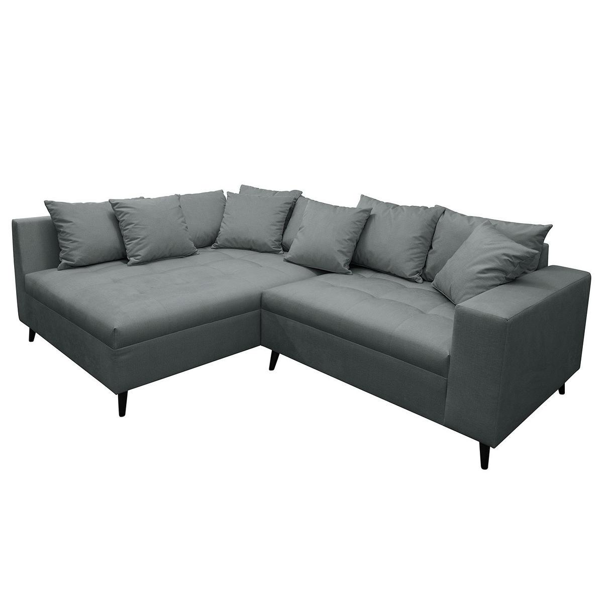ECKSOFA mit Hocker - Anthrazit, Holz/Birkenholz (247/174cm) - home24