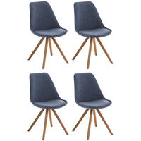 STUHL 4er Set Stoff blau - Blau/Eukalyptusholzfarben, Holz/Textil (47/84/59cm) - CLP