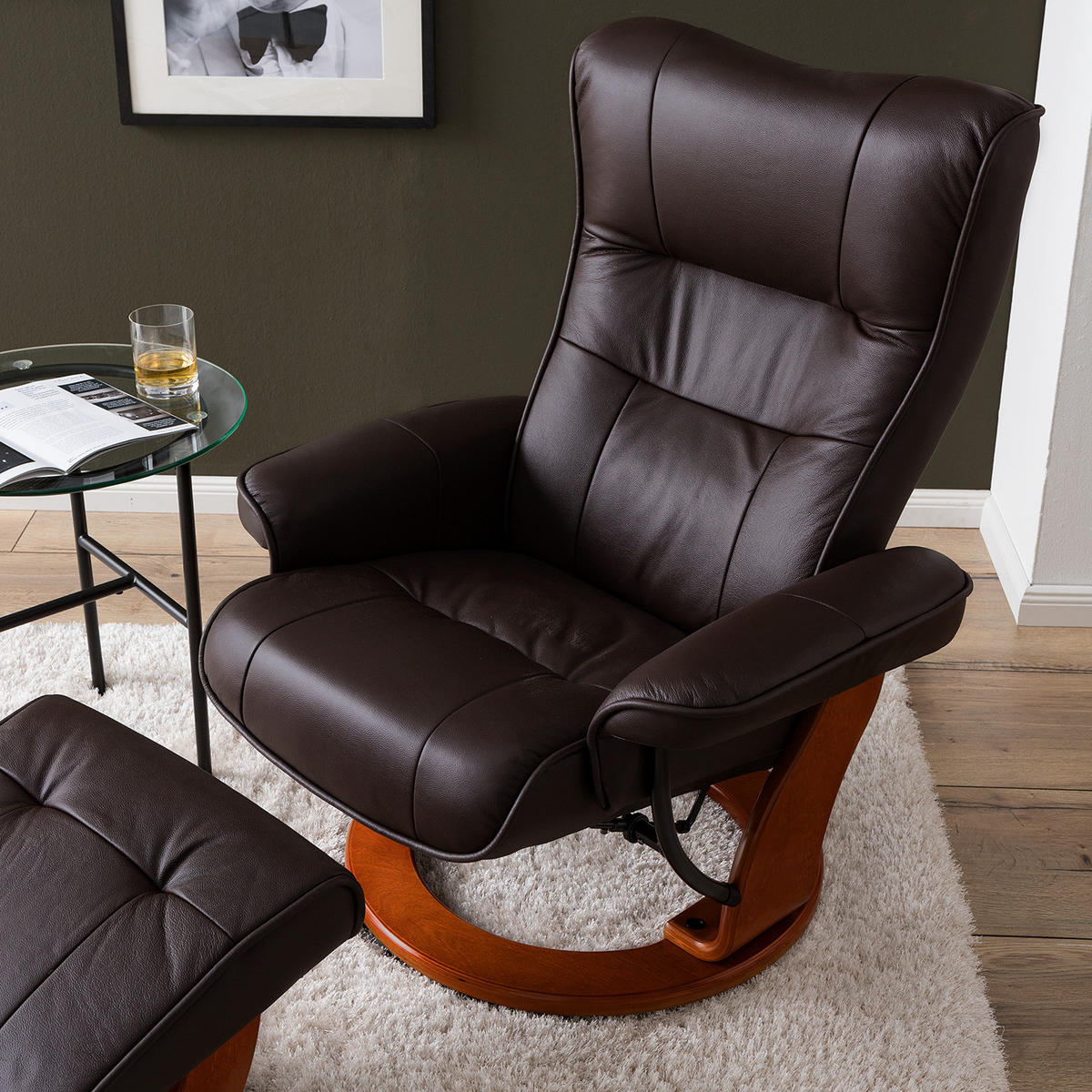 RELAXSESSEL - Kunstleder - Braun, Leder/Holz (82/105/84cm) - home24