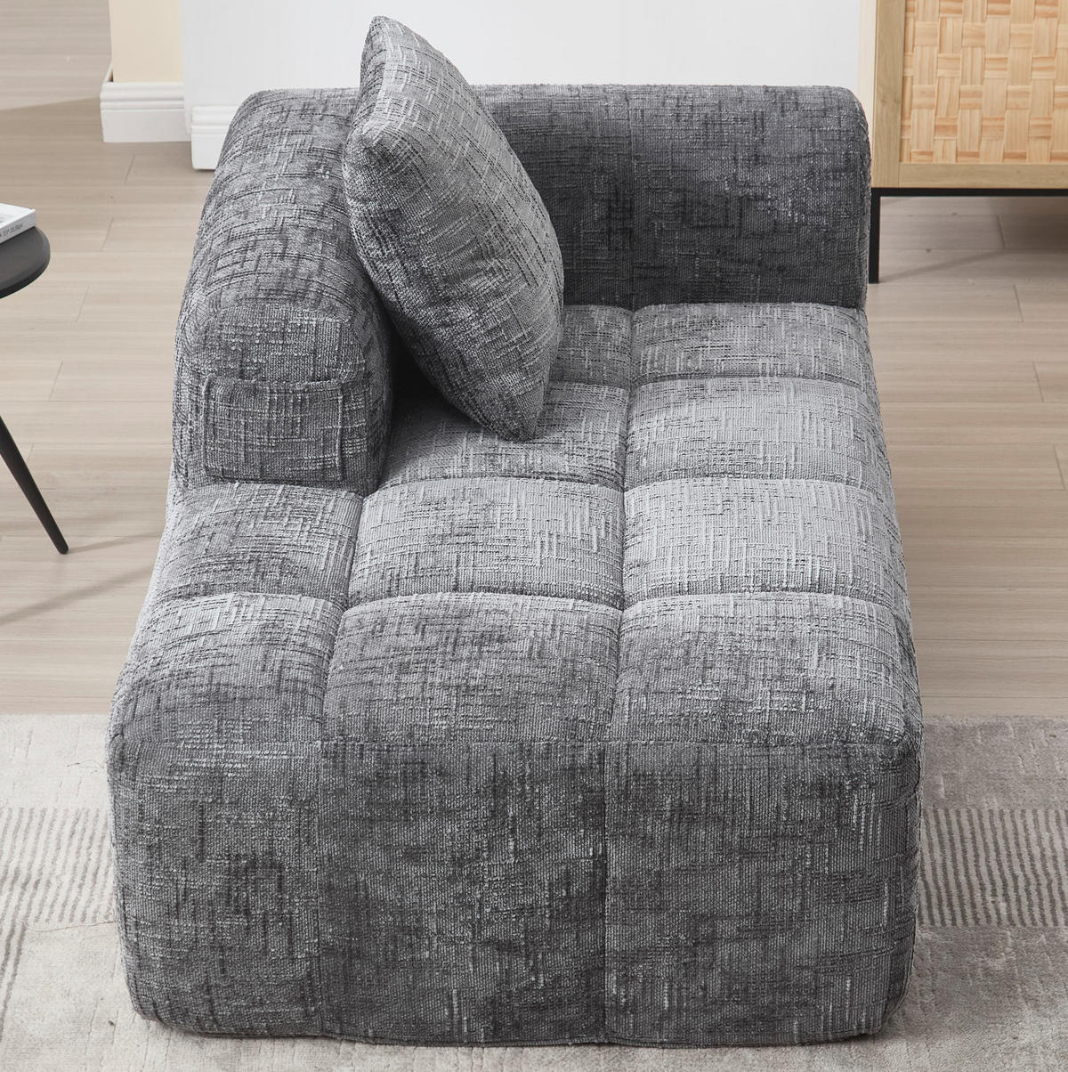 SOFA mit Chaiselongue 158 x 90 cm Chenille Grau - Grau, Kunststoff (90/60/158cm) - Meubliv