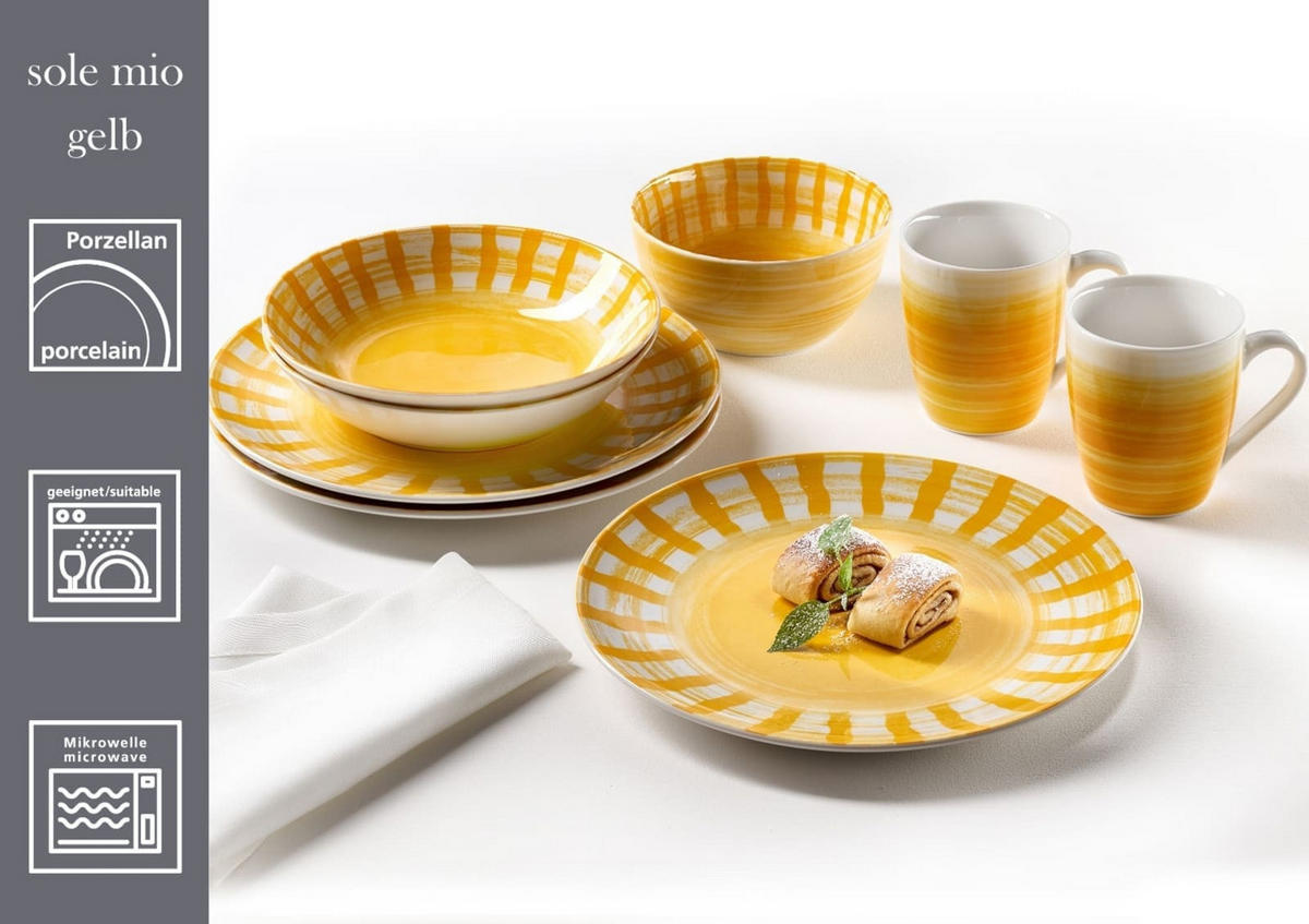 KOMBISERVICE Sole Mio Gelb 16er Set - Gelb, Keramik (28/28/30cm) - Ritzenhoff Breker