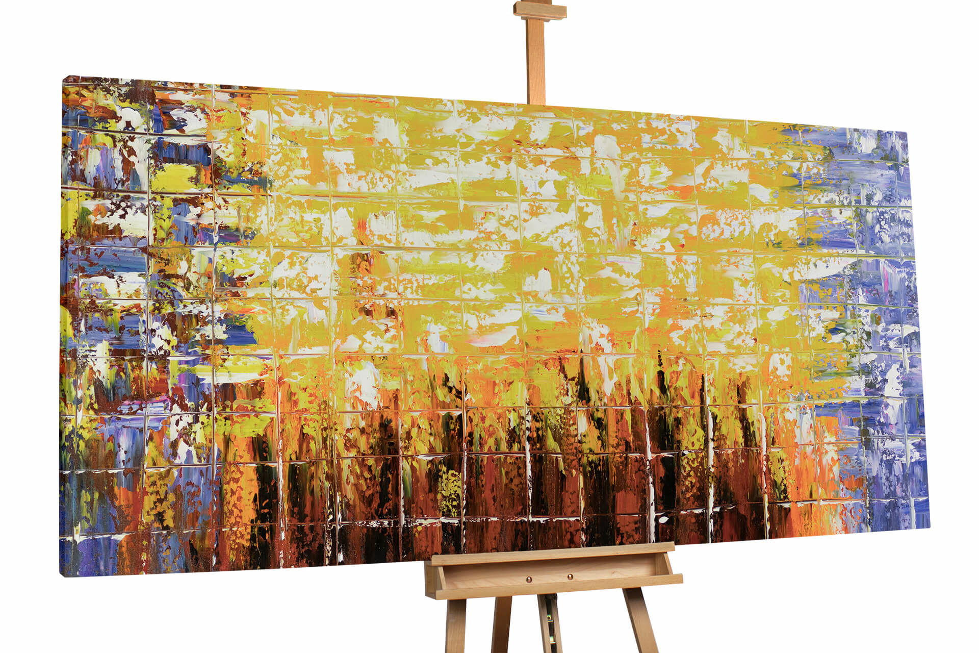 Kunstloft Ölgemälde Weiß, Gelb 6.68x100 cm