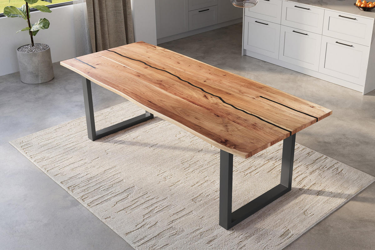 ESSTISCH POLLY - Beige/Schwarz, Holz/Metall (100/260/77cm) - SAM