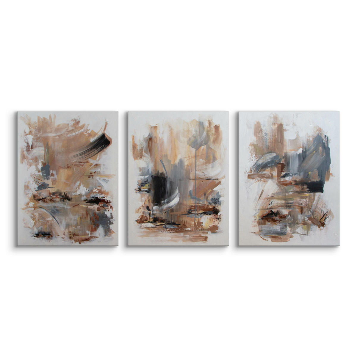 LEINWANDBILDER 3-es Set Moderne Kunst - Blau/Beige, Textil (90/40cm) - Muralo