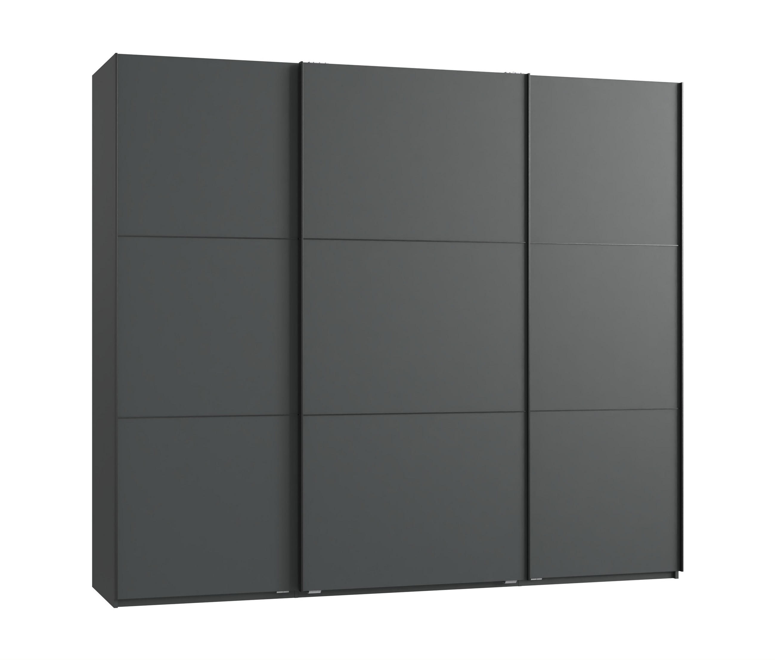 luma-home SKŘÍŇ S POSUVNÝMI DVEŘMI, 3dveřová, šířka 250 cm, výška 216 cm, hloubka 65 cm, v antracitové barvě, včetně kompletního vybavení / 22012