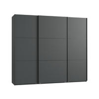 SCHWEBETÜRENSCHRANK 3-türig B250/H216/T65 cm inkl. Vollausstattung in Anthrazit / 22012 - Anthrazit/Schwarz, Holzwerkstoff/Metall (250/216/65cm) - luma-home