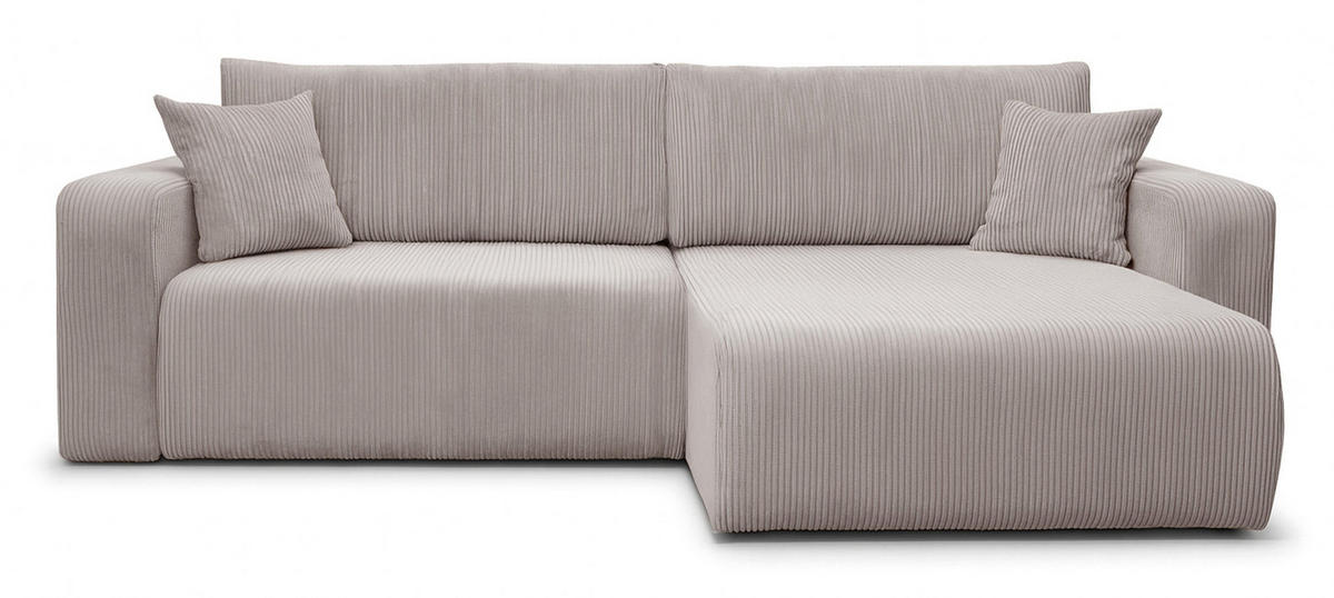 ECKSOFA NELLIO Cord Beige 145 cm L-Form beidseitig - Sandfarben/Beige, Kunststoff/Textil (145/245cm) - Homebook