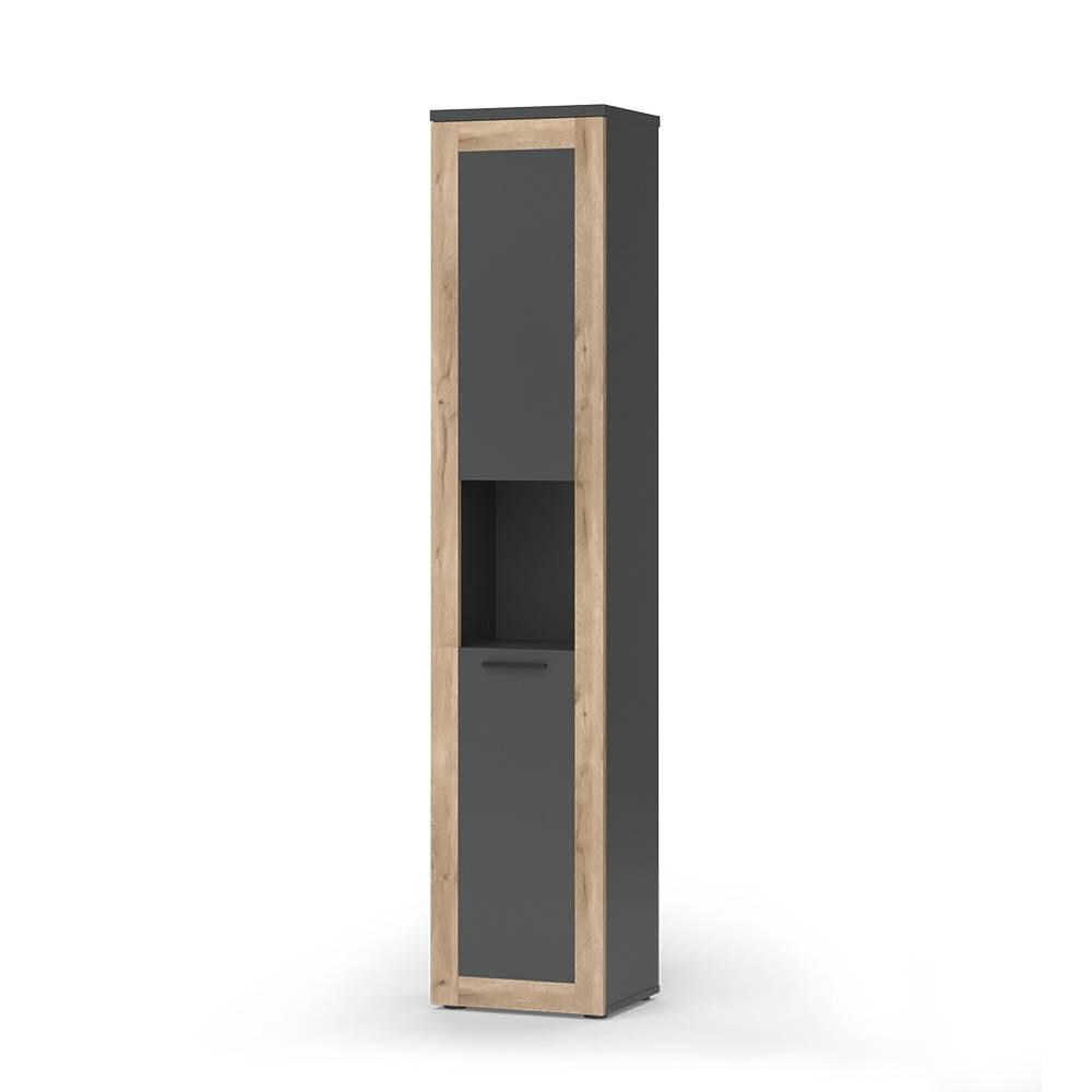HOCHSCHRANK Niko Anthrazit/Viking Oak 40 x 194.3 cm - Anthrazit, Holzwerkstoff (40/194.3/34.3cm) - Vicco