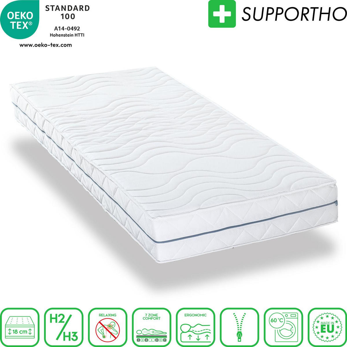 KALTSCHAUMMATRATZE Premium 80x200 cm - Weiß, Textil (80/200cm) - Supportho