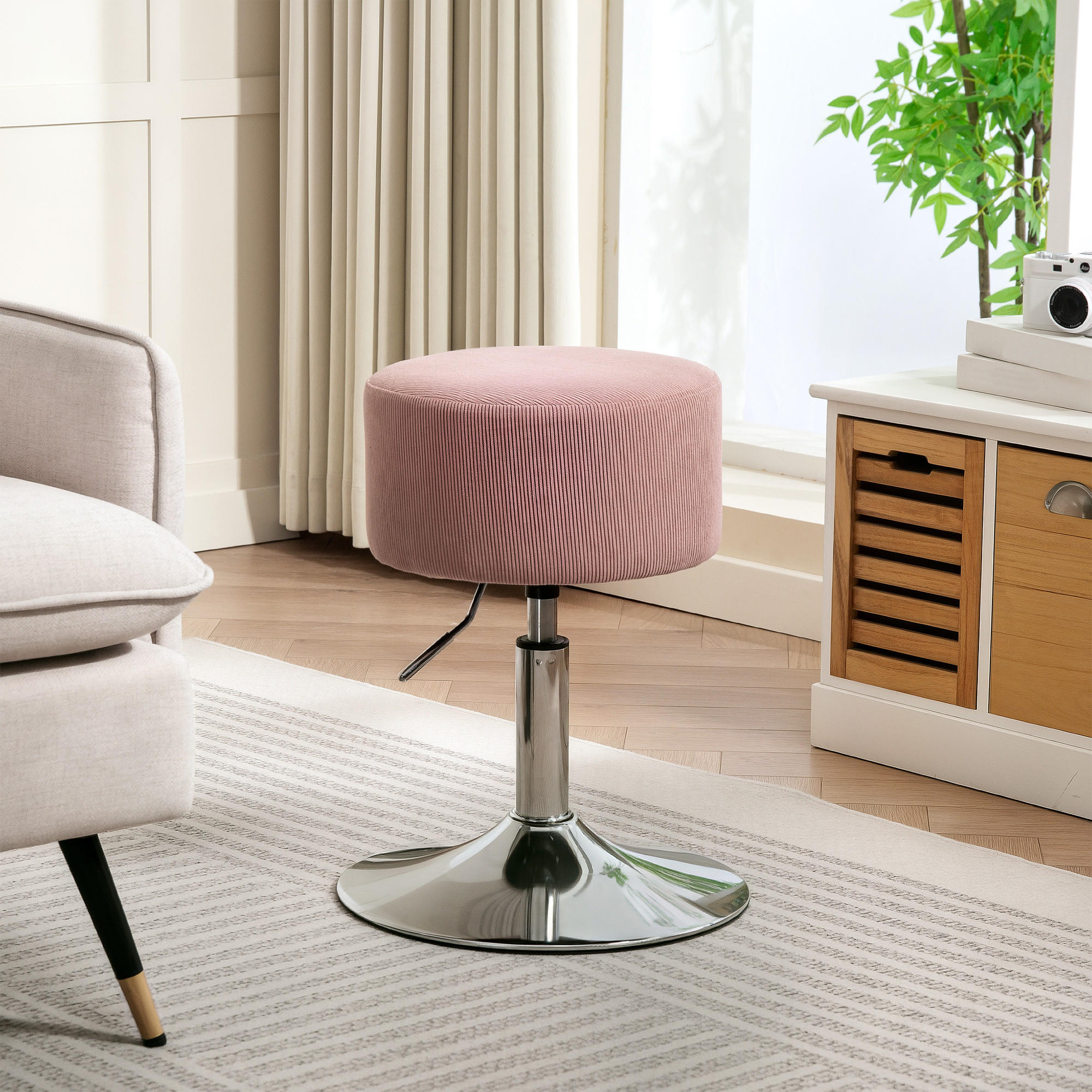 BARHOCKER, 360° Drehbar, Rosa - Rosa, Kunststoff (38/66/38cm) - HOMCOM