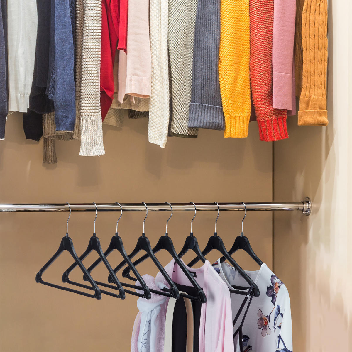 SÚPRAVA vešiakov - čierna, kov/plast (42.5/23/0.7cm) - Relaxdays