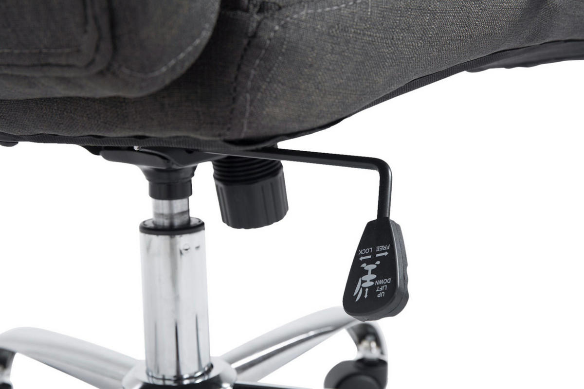 BÜROSTUHL JUBEL Stoff 115x62x70 Dunkelgrau Stoff Metall - Dunkelgrau, Textil/Metall (62/115/70cm) - DELUKE