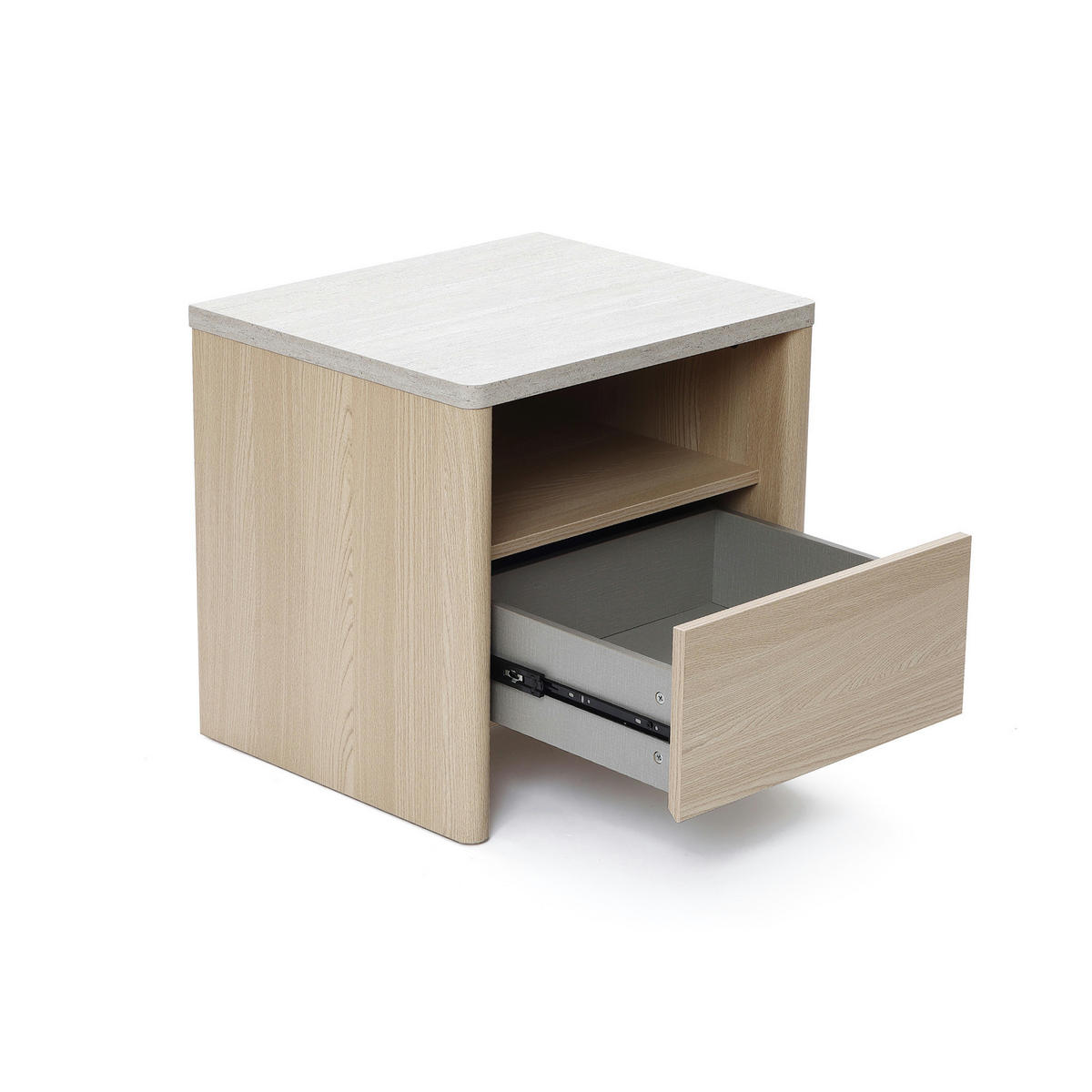 NACHTTISCH Modern mit 1 Schublade & offenem Fach, Holzoptik | B53 x T45 x H50 cm - Braun, Holzwerkstoff (53/50/45cm) - Hometopia