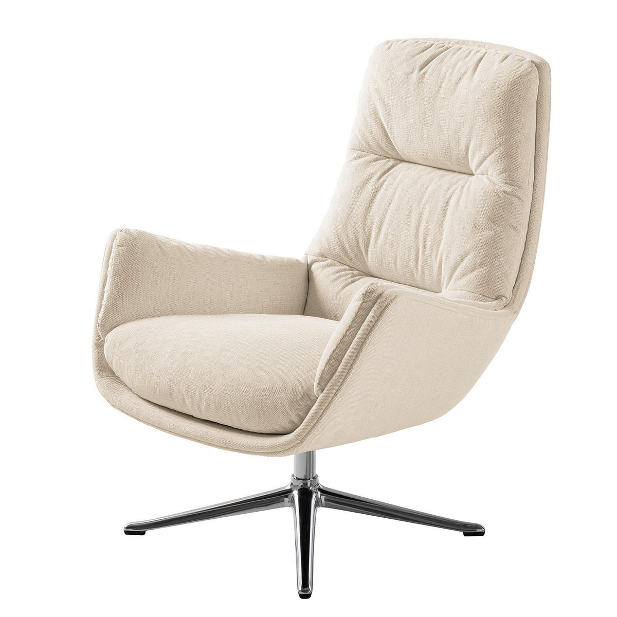 SESSEL mit Kreuzfuß - Chromfarben/Beige, Textil/Metall (83/95/97cm) - home24