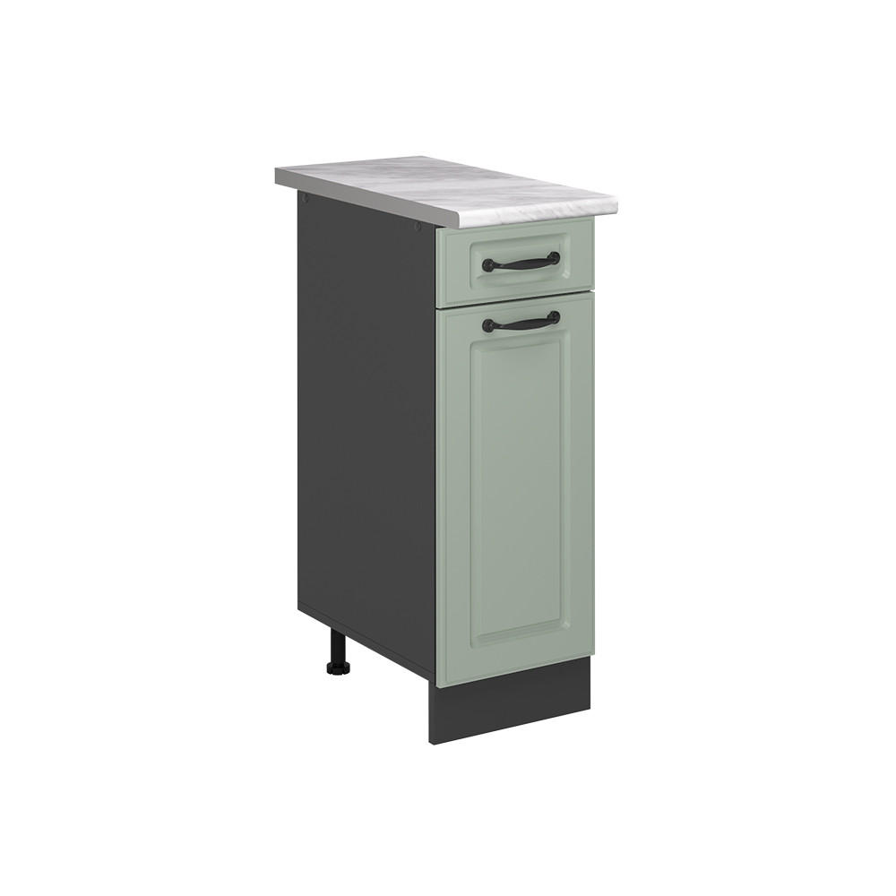 KÜCHENUNTERSCHRANK R-Line, Mint Landhaus/Anthrazit, 30 cm Arbeitsplatte Marmor - Anthrazit/Mintgrün, Holzwerkstoff (30/81.6/60cm) - Vicco