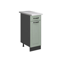 SPODNÍ SKŘÍŇKA KUCHYŇSKÉ LINKY R-Line, Mint venkovský dům/Antracit, 30 cm pracovná doska Mramor - mátově zelená/antracitová, kompozitní dřevo (30/81.6/60cm) - Vicco