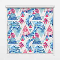 VNÚTORNÁ roleta - okenná roleta - roleta - 130x140 cm - Modré listy a trojuholníky - modrá, plast (130/140/0.5cm) - TULUP