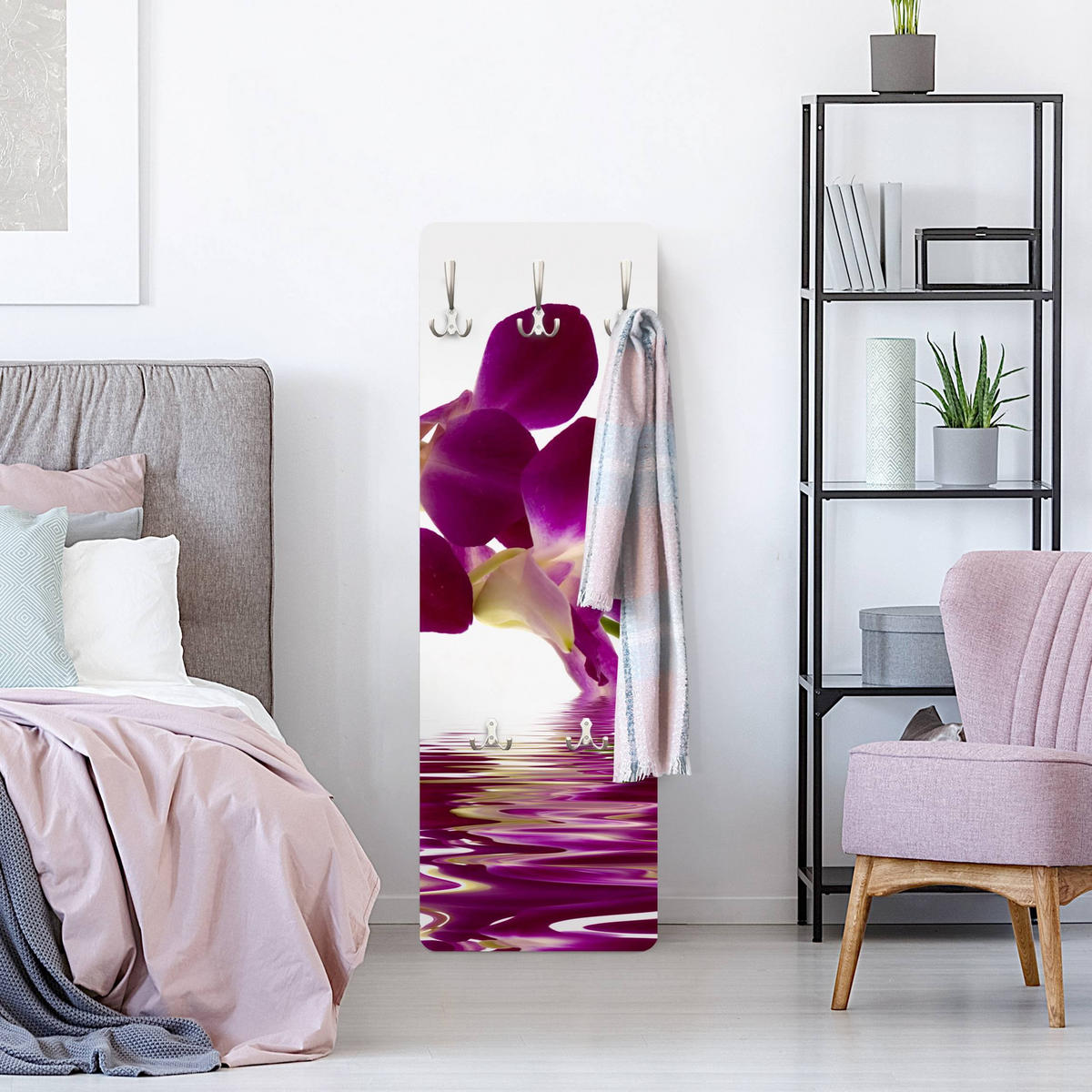 WANDGARDEROBE - Pink Orchid Waters 34/105 cm - Violett, Holzwerkstoff (34/105/1.6cm) - Bilderwelten
