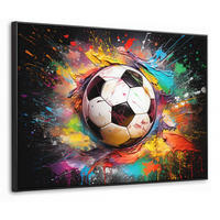 LEINWAND Bilder mit Rahmen - Fußball - Farbe - Farben - Schwarz - Weiß - 80x60 - Weiß, Textil (80/60cm) - MuchoWow