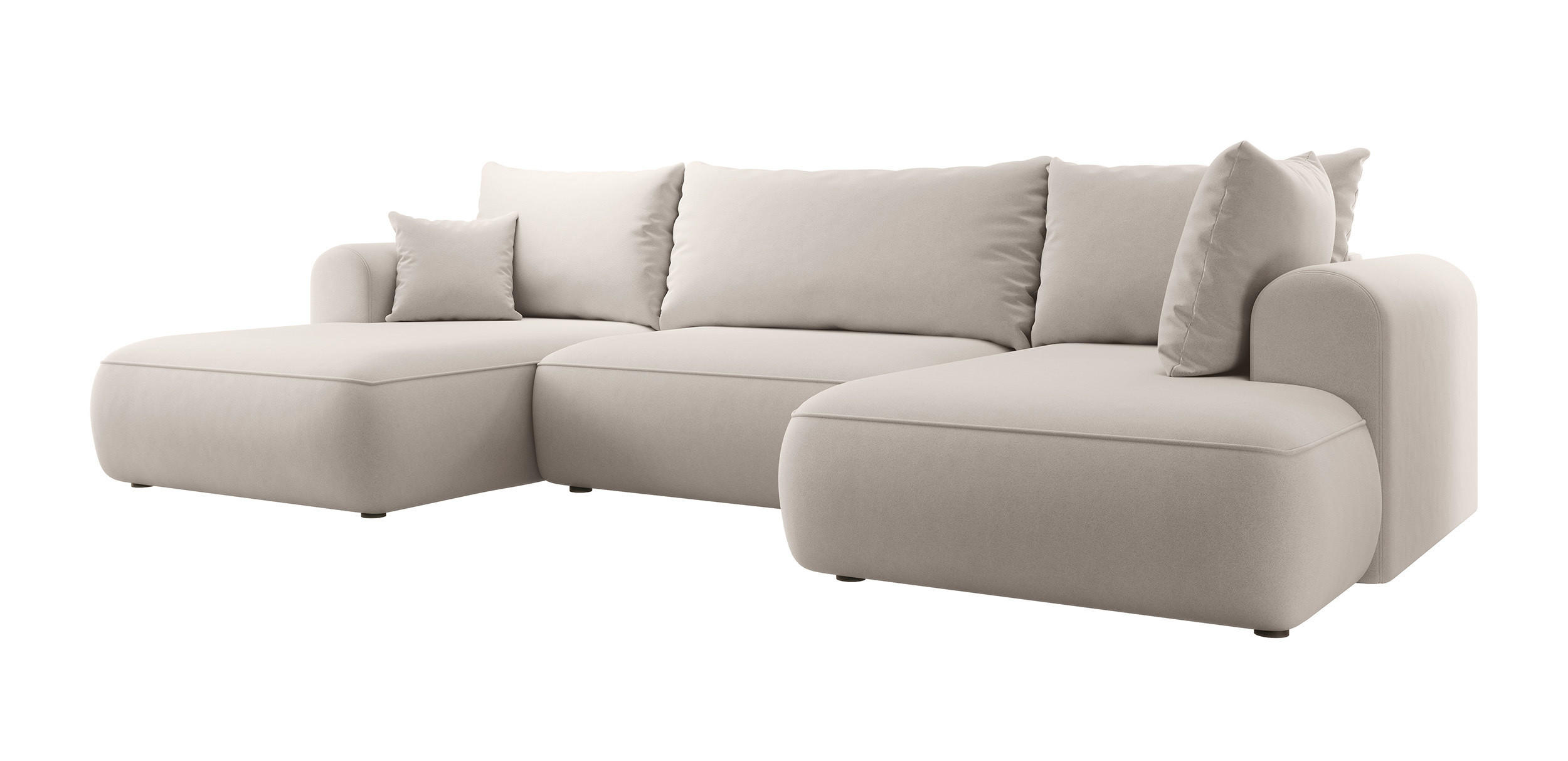 WOHNLANDSCHAFT Ovo Creme Velours - Creme/Schwarz, Textil (375/95/185cm) - Selsey