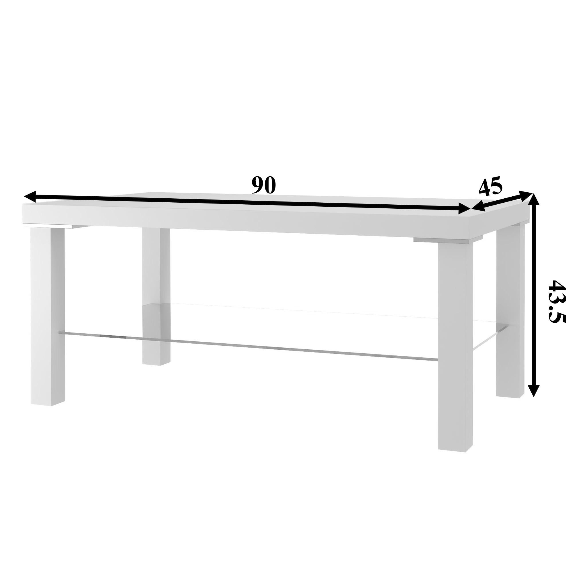 Thumbnail - B Belini Group Wohnzimmertisch, Weiß, Grau, Holz, 45x43.5x90 cm, Wohnzimmer, Sofas & Couches